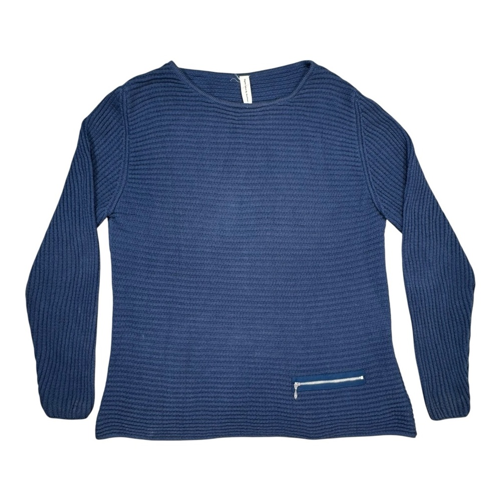 Skovhuus Organic Cotton Knit Sweater L Blue Minimalist Scandinavian lagenlook